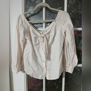 Free People SMALL Linen Blend  Striped Off Shoulder Hello There Beautiful W